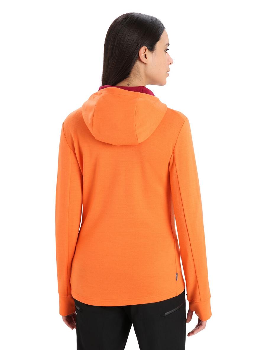 Bluzy Z Kapturem Icebreaker Merino Quantum III Long Sleeve Zip Damskie Różowe | PL 1272KORI